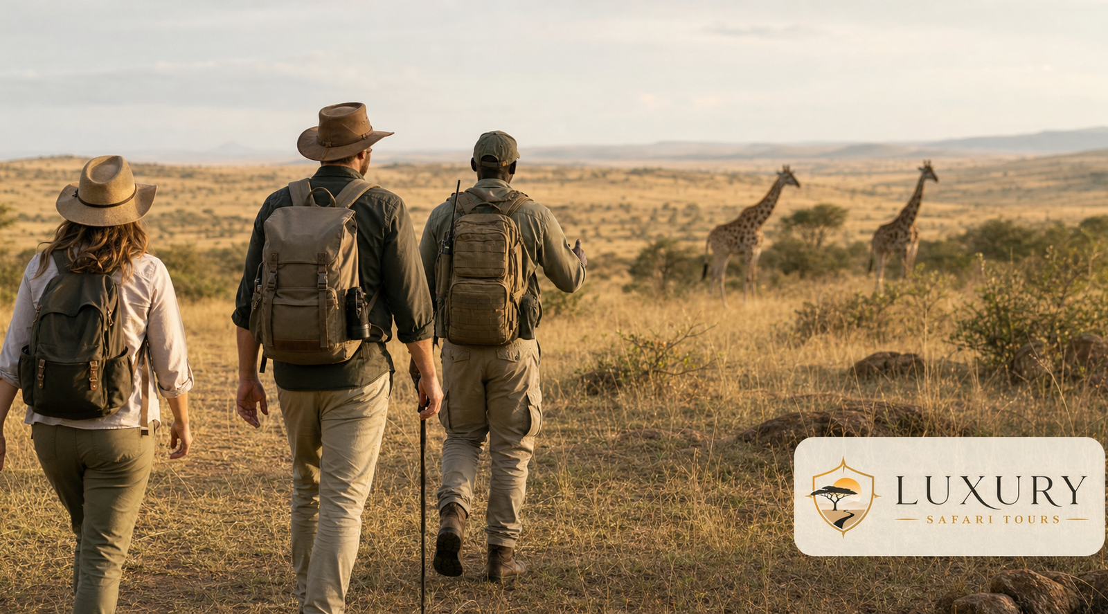 Guided walking safari in Laikipia with the Luxury Safari Tours logo
